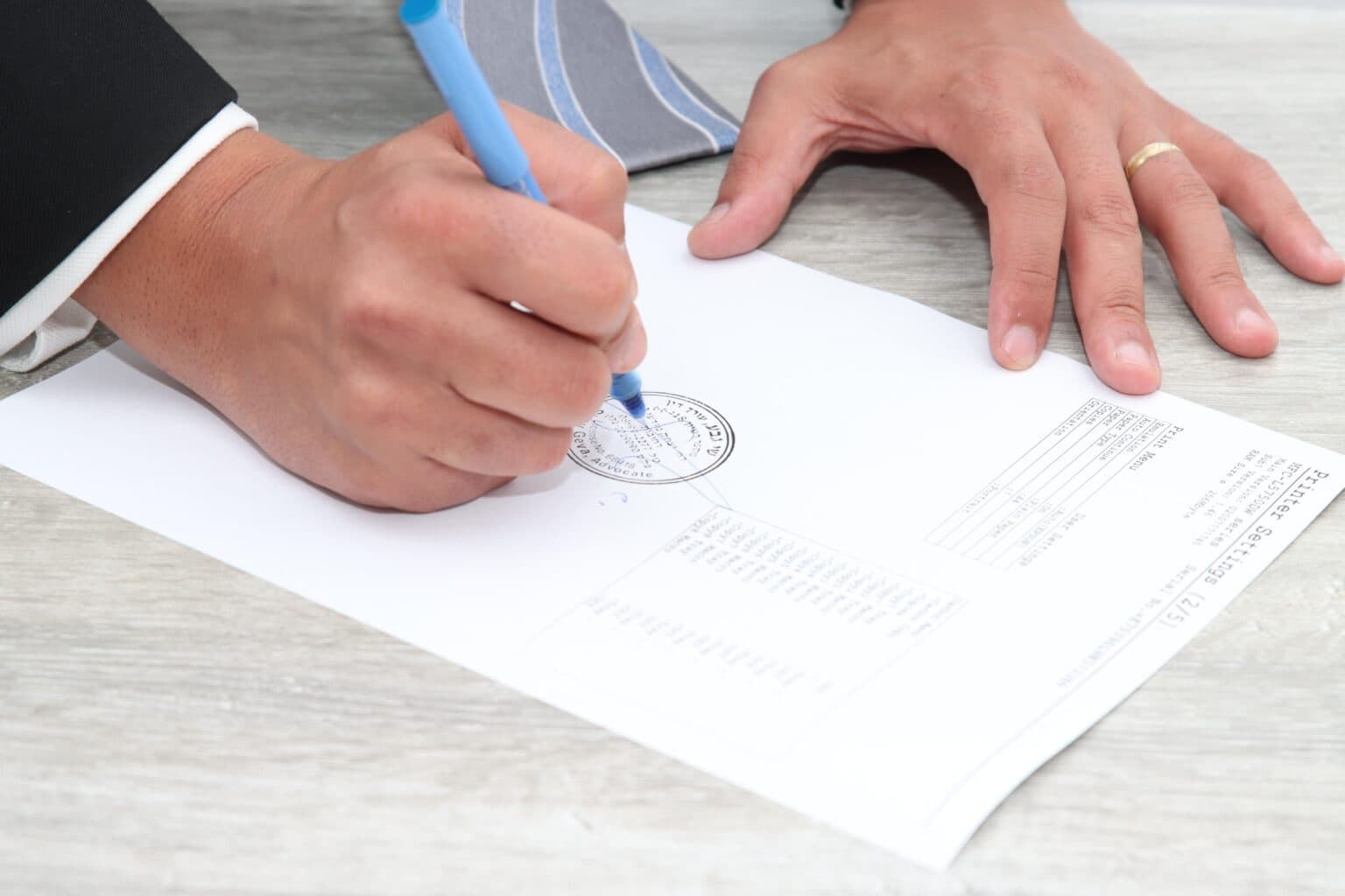 A document being signed
