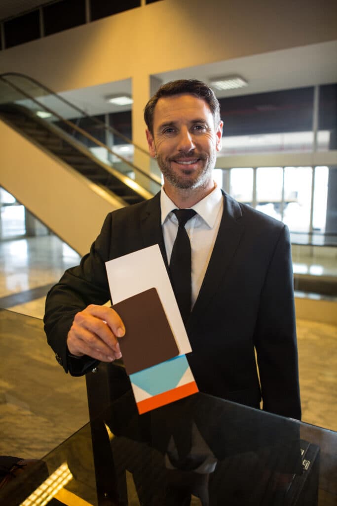 Traveler holding a boarding pass