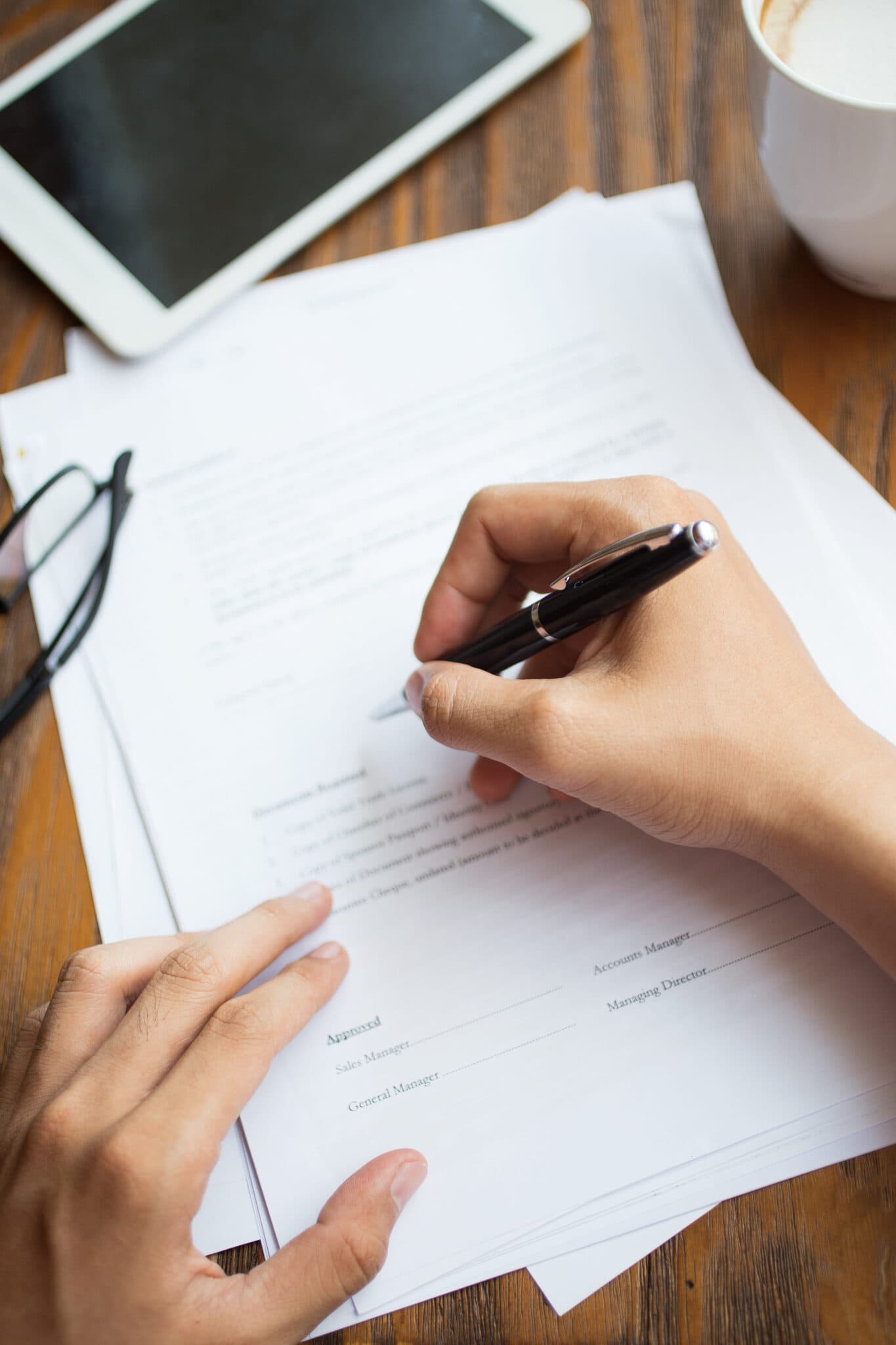 Person completing an application form
