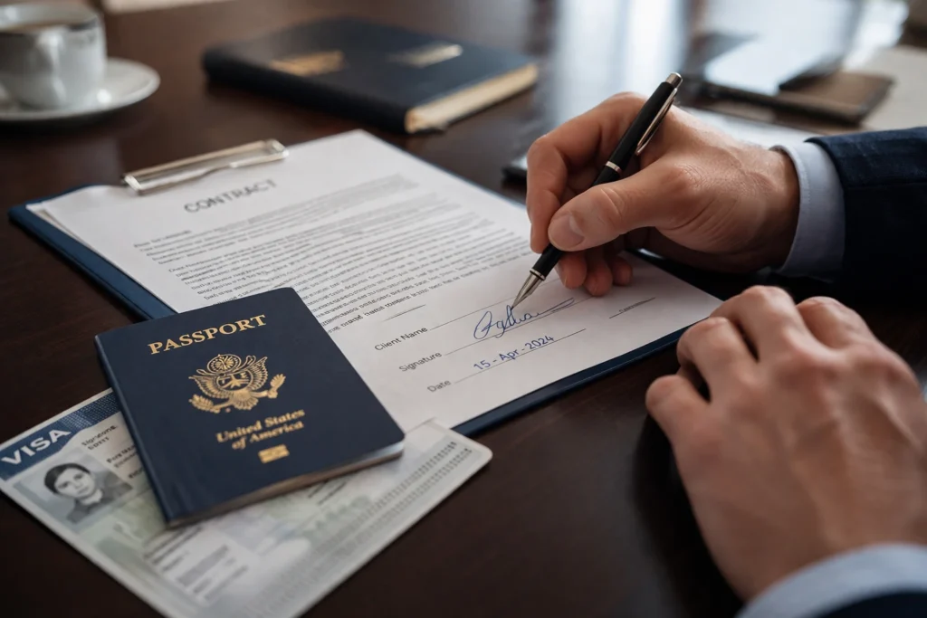 Signed contracts and visa documents required for US P-1 and O-1 applications